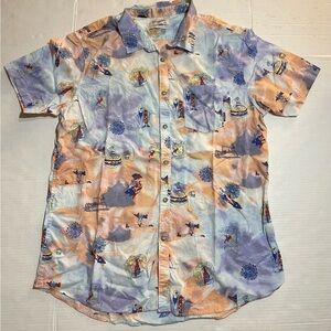 Billabong Mens XL 4th Of July Theme Button-Up Shirt Festive Holiday Beach